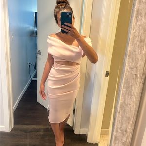 ASOS DESIGN off shoulder cut out midi dress